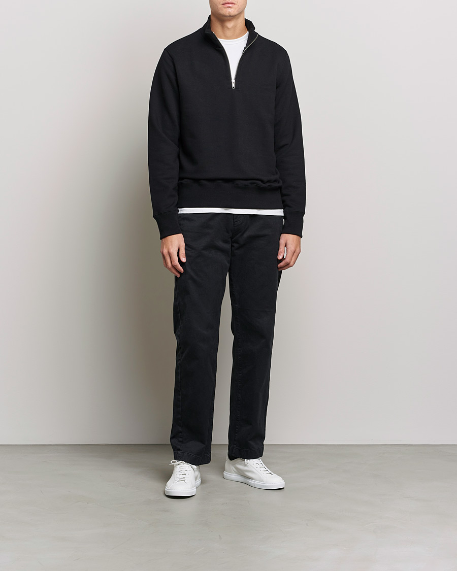 Mies | Puserot | Merz b. Schwanen | Organic Cotton Half Zip Sweat Black