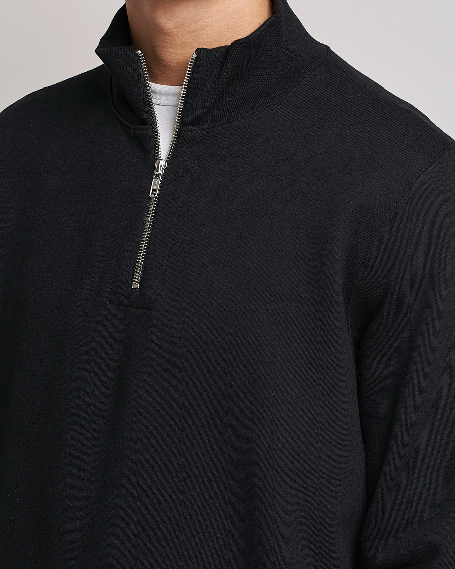 Mies | Puserot | Merz b. Schwanen | Organic Cotton Half Zip Sweat Black