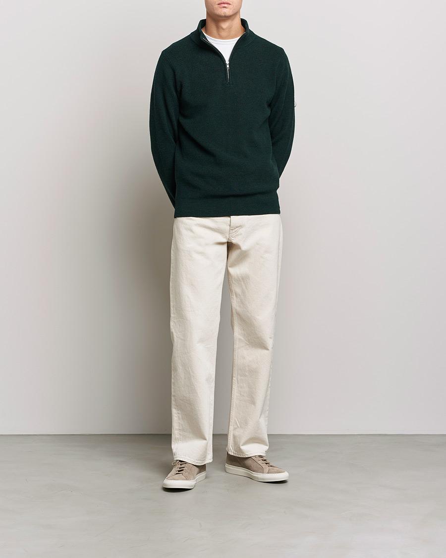 Mies | Puserot | Merz b. Schwanen | Merino Wool Half Zip Forest