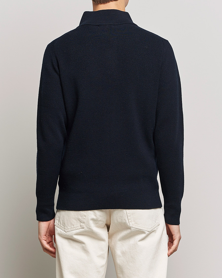 Mies | Puserot | Merz b. Schwanen | Merino Wool Half Zip Dark Navy