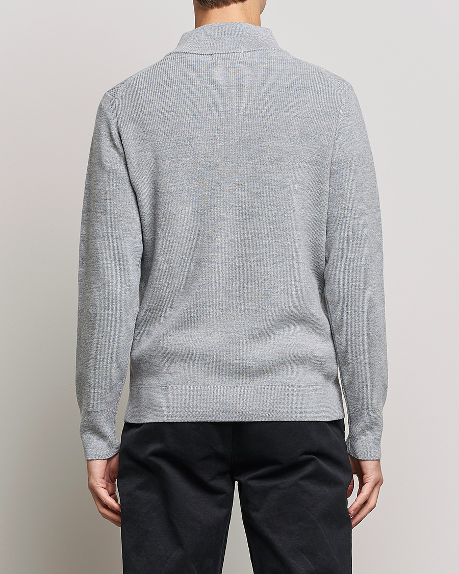 Mies | Puserot | Merz b. Schwanen | Merino Wool Half Zip Grey Mel