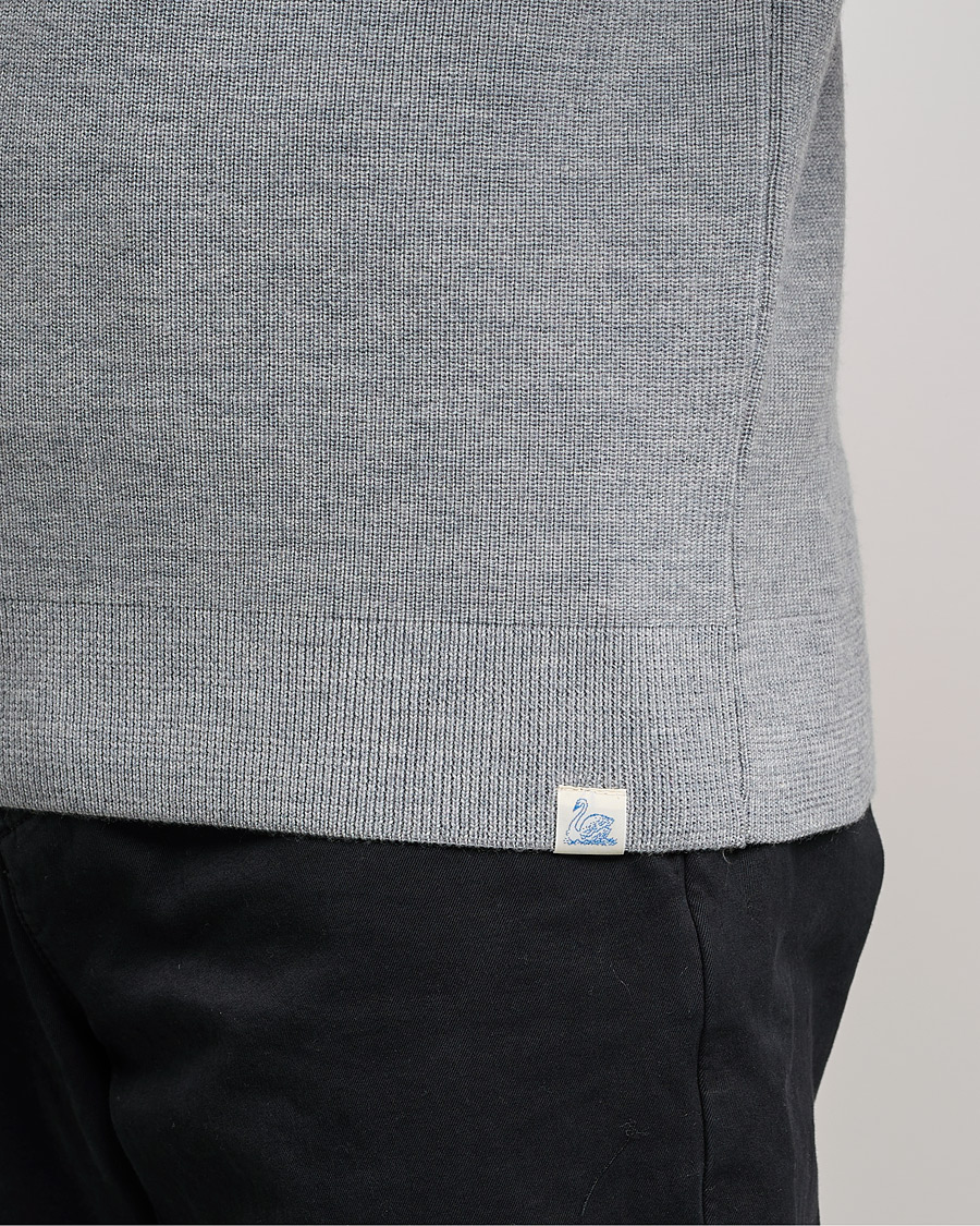 Mies | Puserot | Merz b. Schwanen | Merino Wool Half Zip Grey Mel