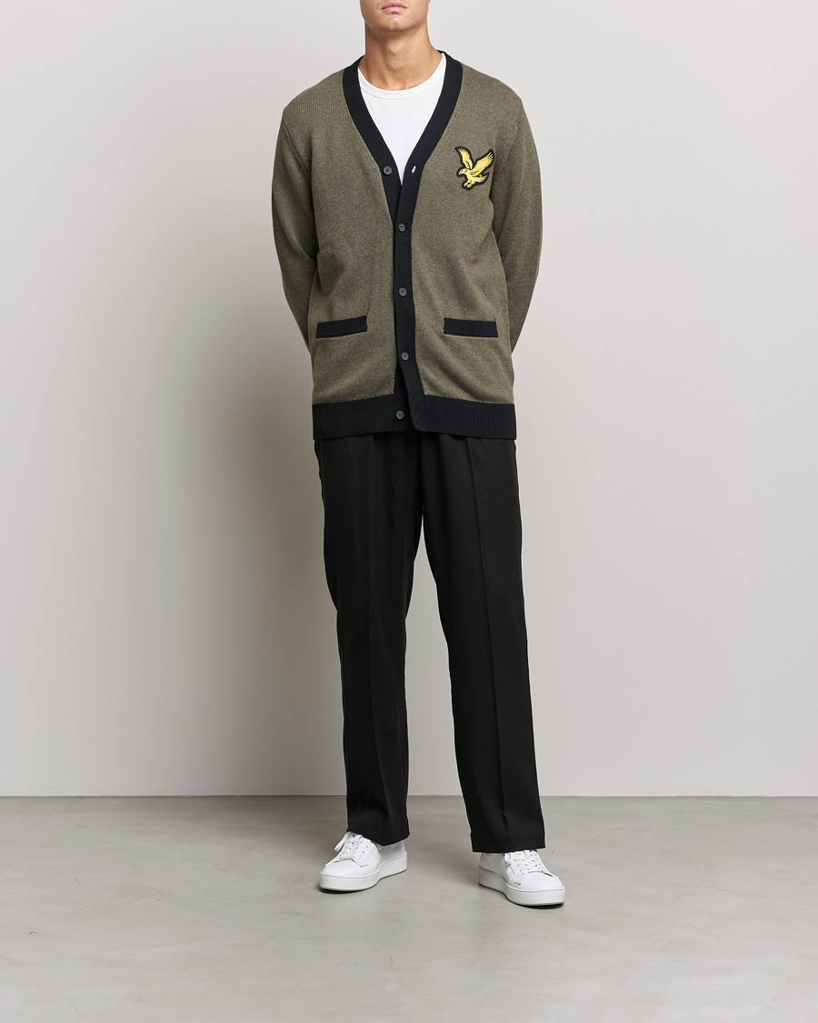 Mies | Puserot | Lyle & Scott | Block Marl Cardigan Olive Marl