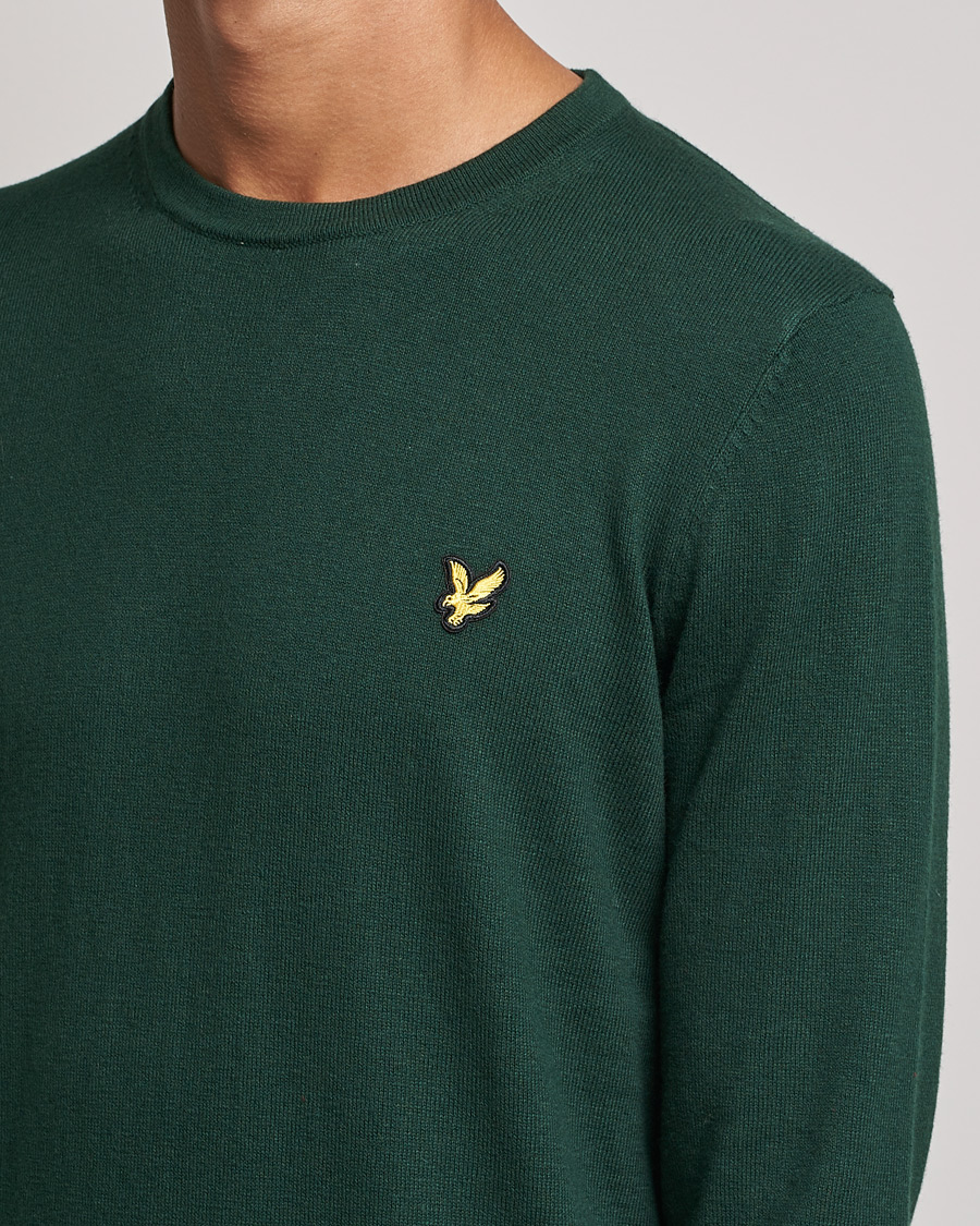 Mies | Puserot | Lyle & Scott | Crew Neck Cotton/Merino Jumper Dark Green