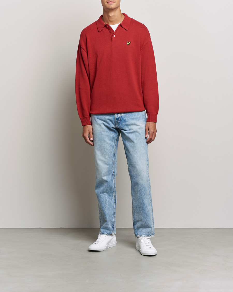 Mies | Puserot | Lyle & Scott | Blousson Knitted Polo Tunnel Red