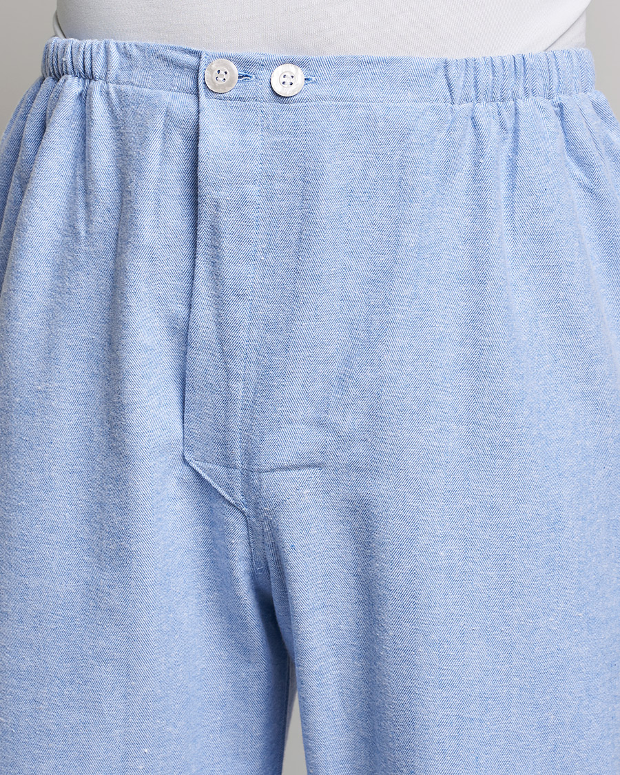 Mies | Yöpuvut ja kylpytakit | Derek Rose | Brushed Cotton Flannel Herringbone Pyjama Set Blue