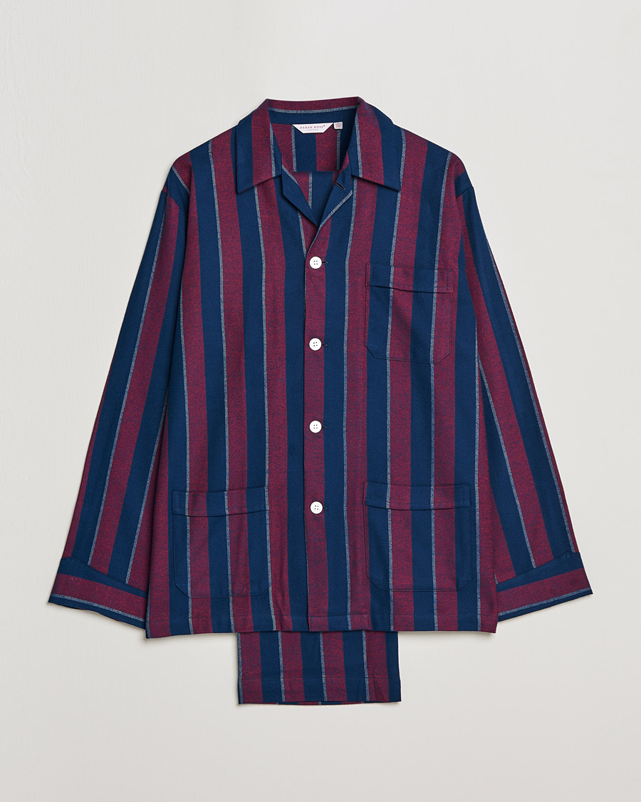 Miehet | Pyjama | Derek Rose | Brushed Cotton Flanell Striped Pyjama Set Navy