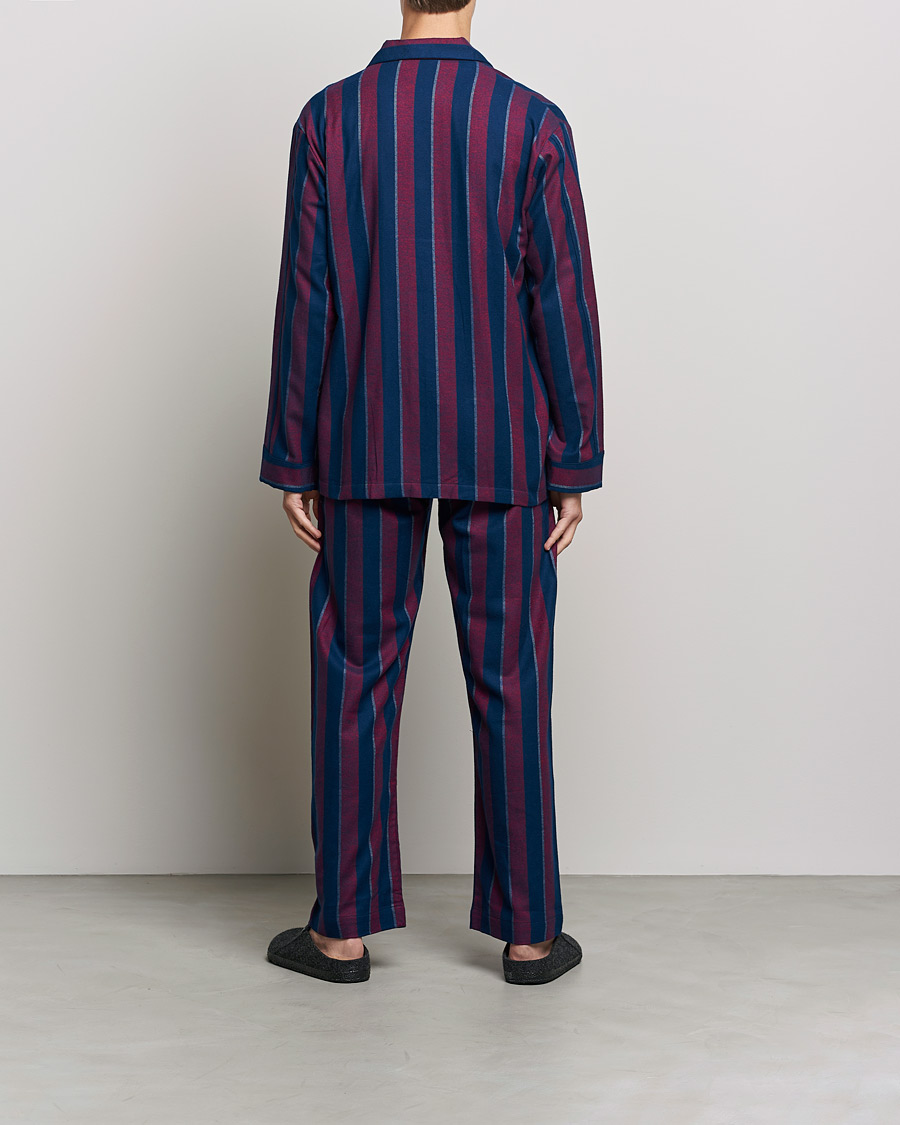 Mies | Yöpuvut ja kylpytakit | Derek Rose | Brushed Cotton Flanell Striped Pyjama Set Navy