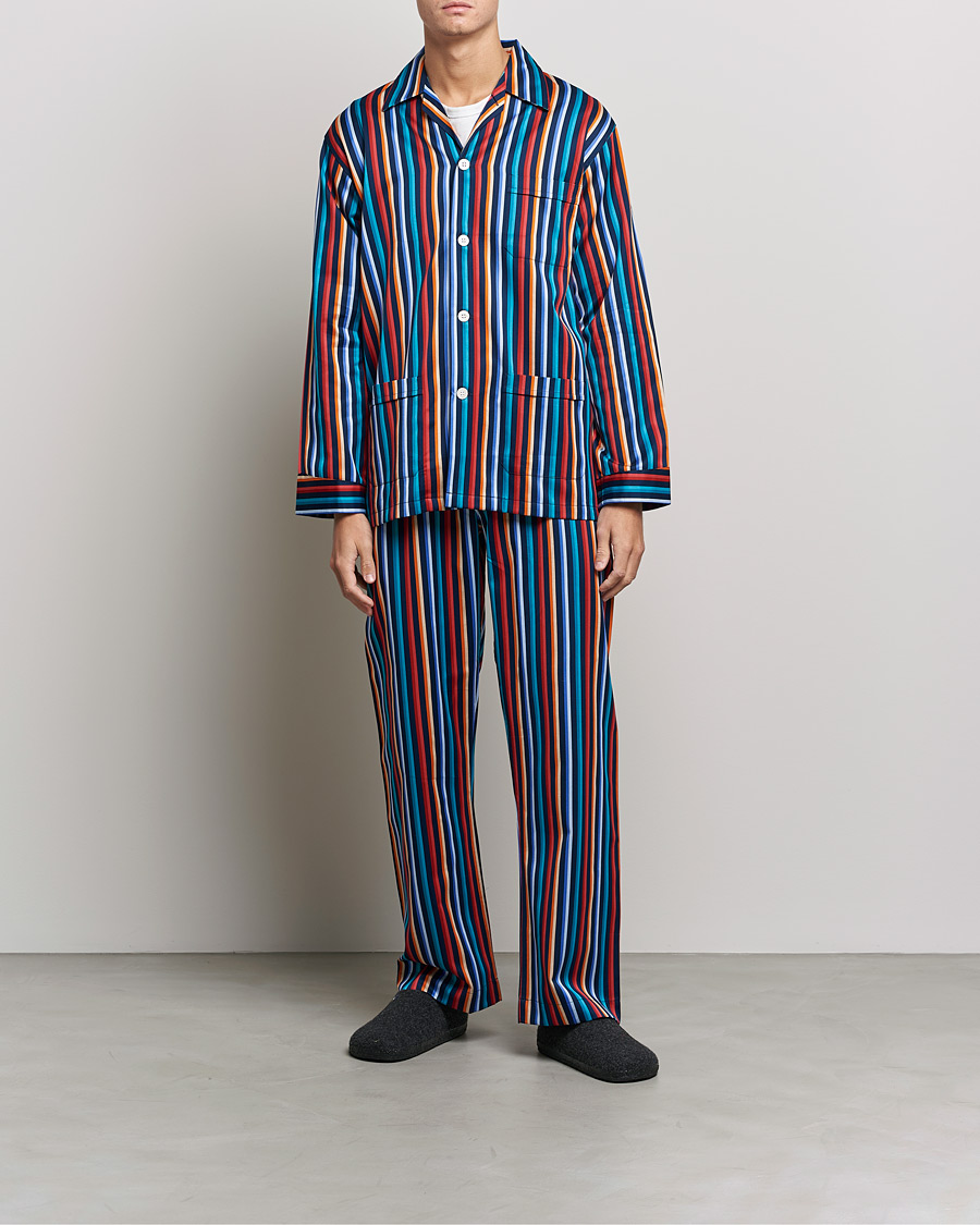 Mies | Yöpuvut ja kylpytakit | Derek Rose | Striped Cotton Pyjama Set Multi