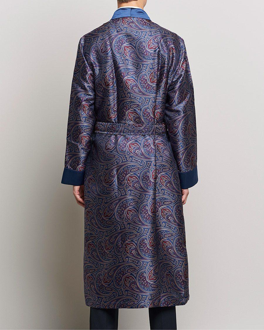 Mies | Yöpuvut ja kylpytakit | Derek Rose | Pure Silk Paisley Dressing Gown Navy