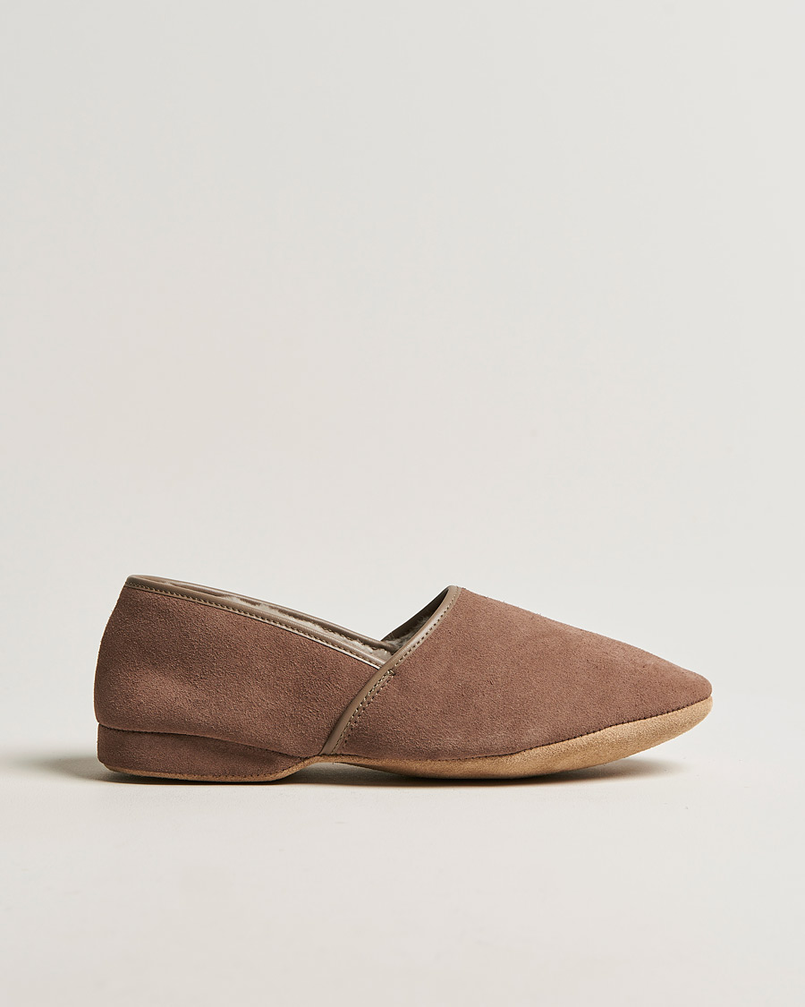 Mies | Derek Rose Crawford Sheepskin Suede Slippers Beige | Derek Rose | Crawford Sheepskin Suede Slippers Beige