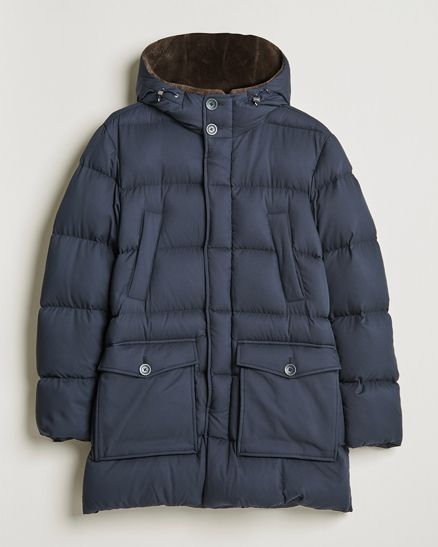 Mies | Takit | Herno | Faux Fur Down Parka Navy
