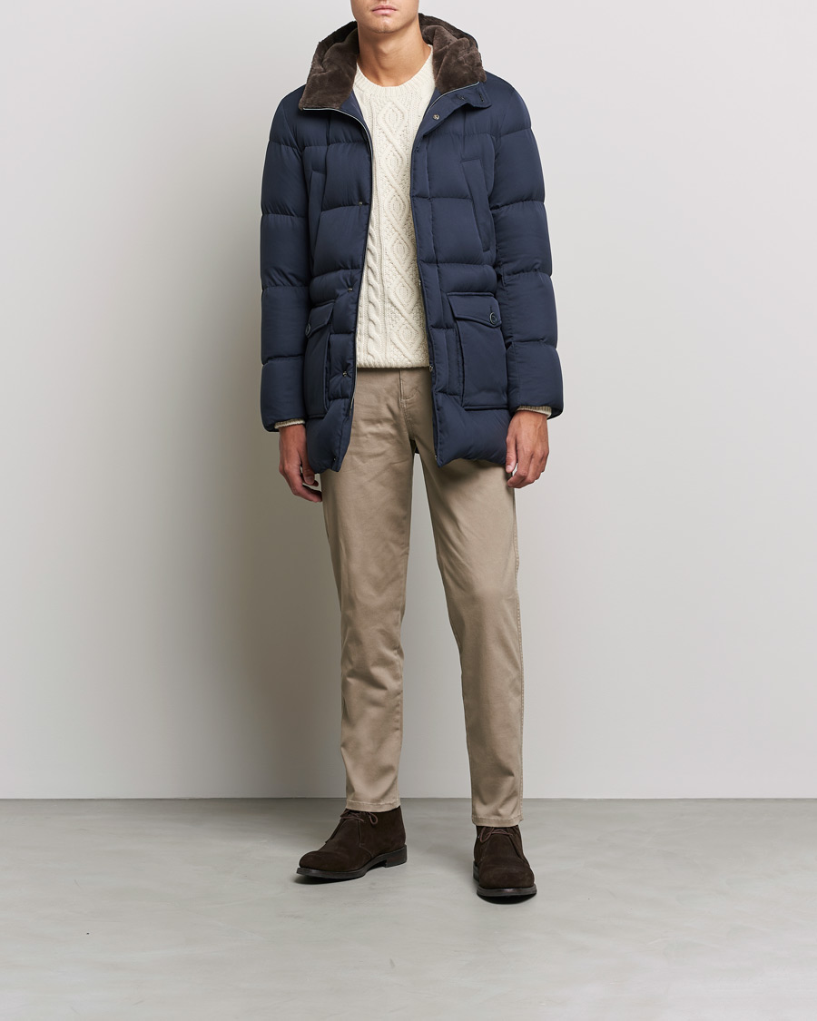 Mies | Takit | Herno | Faux Fur Down Parka Navy