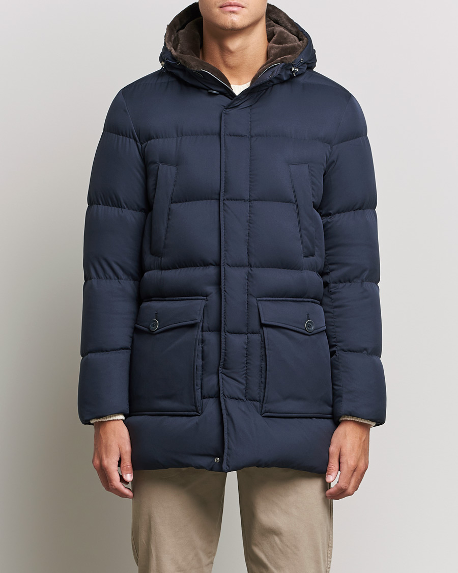 Mies | Takit | Herno | Faux Fur Down Parka Navy