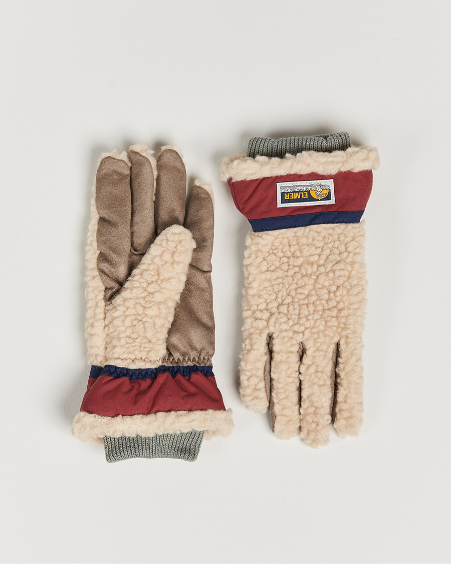 Mies | Käsineet | Elmer by Swany | Sota Wool Teddy Gloves Beige/Wine