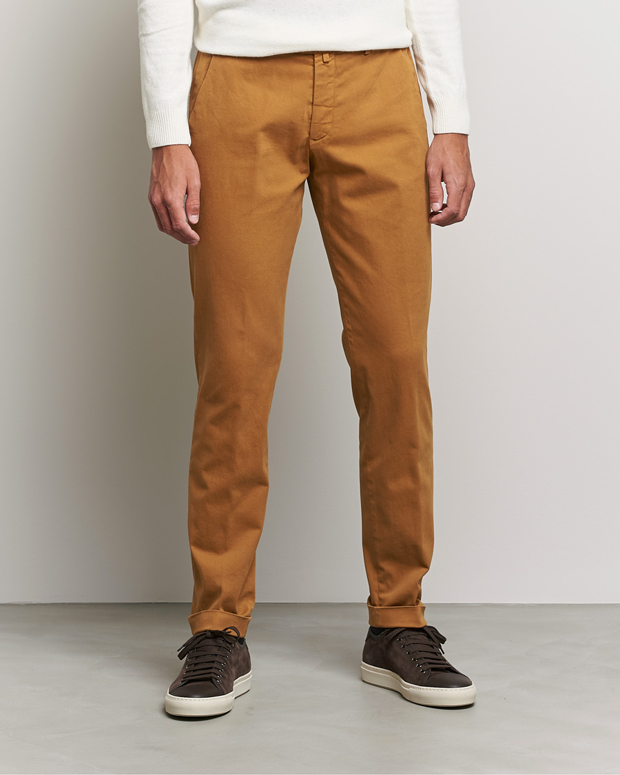 Mies | Housut | Briglia 1949 | Slim Fit Cotton Stretch Chino Golden Brown