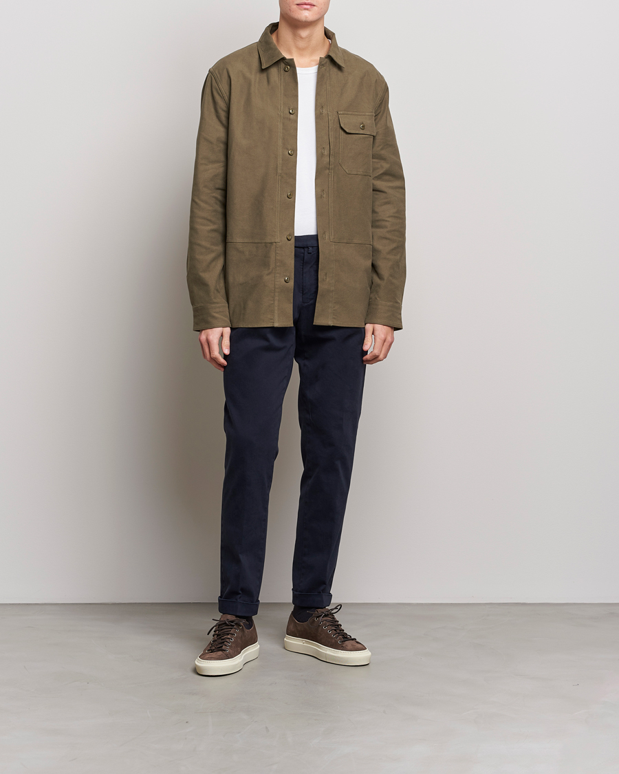 Mies | Housut | Briglia 1949 | Easy Fit Pleated Cotton Stretch Chino Navy