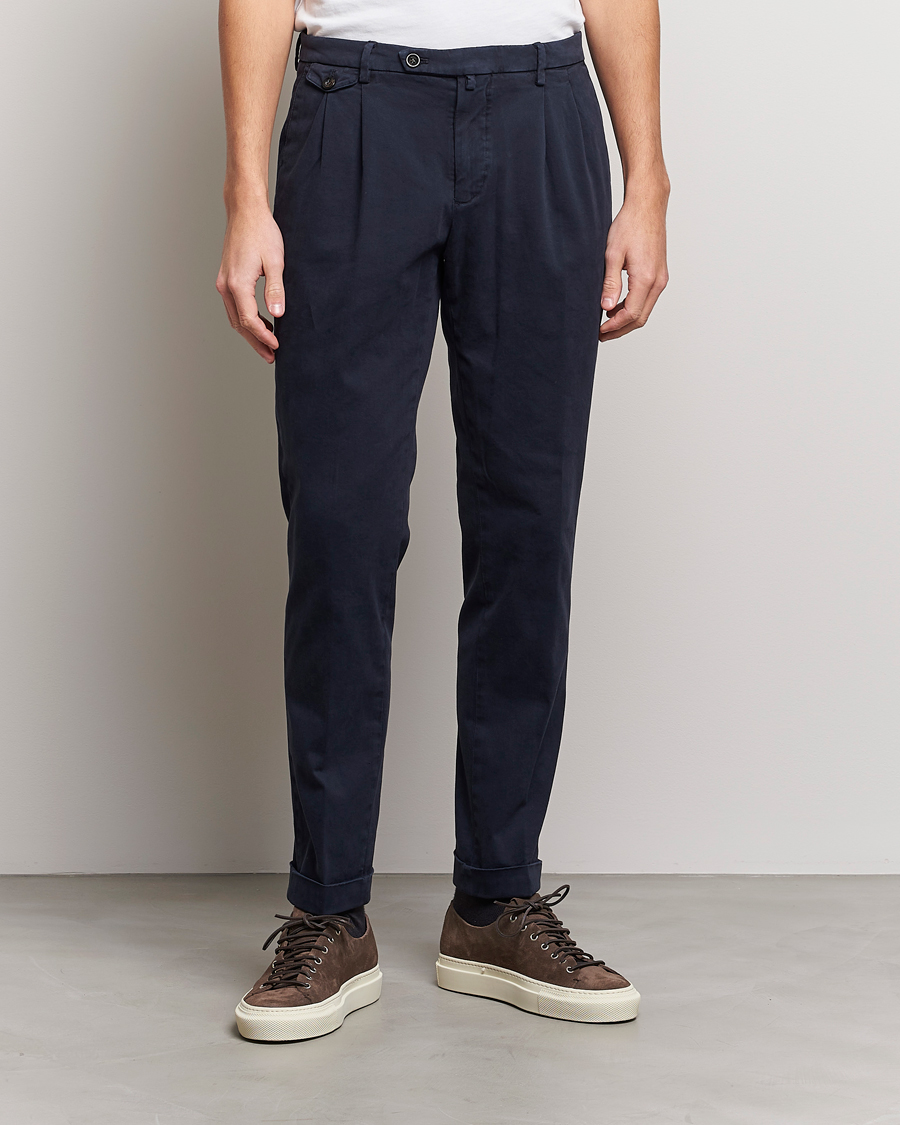 Mies |  | Briglia 1949 | Easy Fit Pleated Cotton Stretch Chino Navy