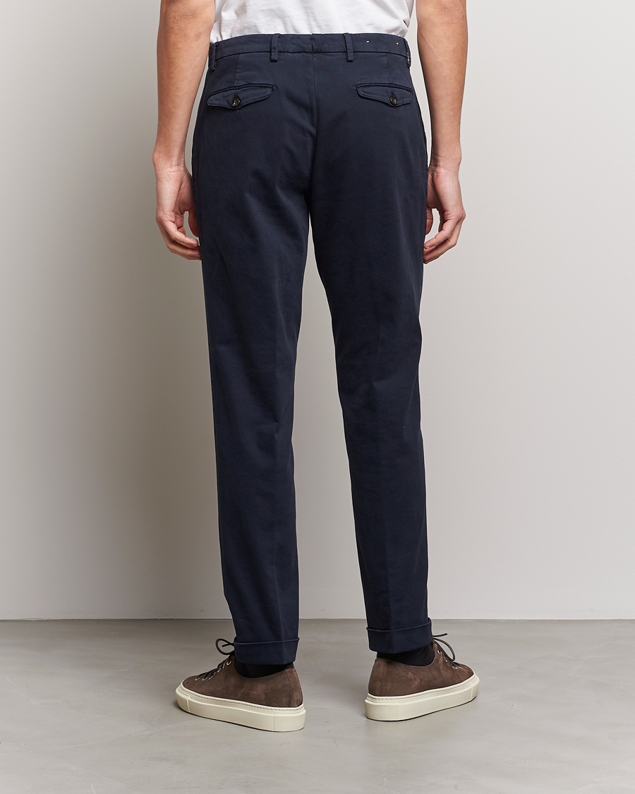 Mies | Housut | Briglia 1949 | Easy Fit Pleated Cotton Stretch Chino Navy