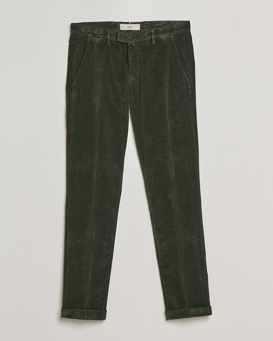 Mies | Housut | Briglia 1949 | Slim Fit Corduroy Trousers Dark Green