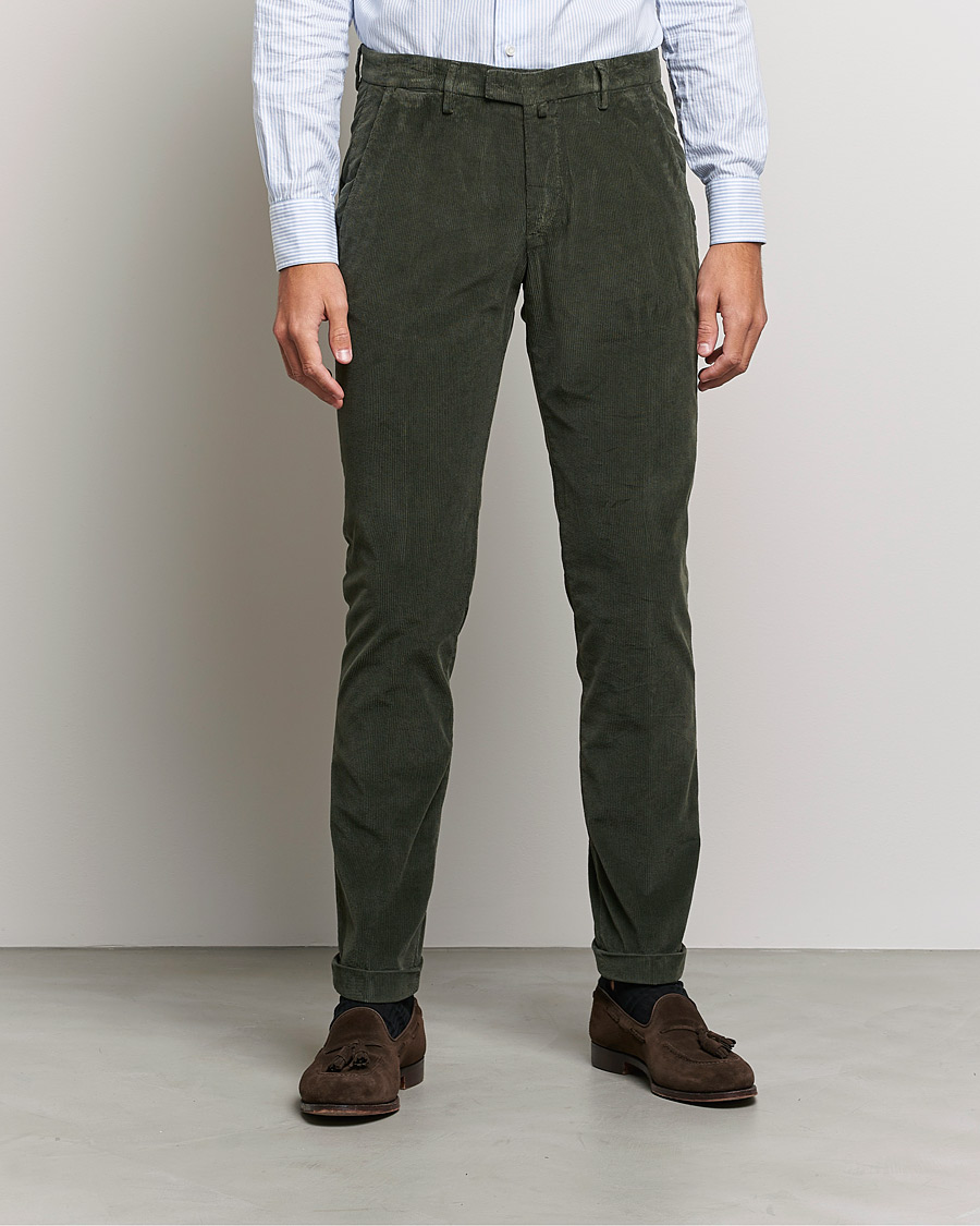Mies | Housut | Briglia 1949 | Slim Fit Corduroy Trousers Dark Green