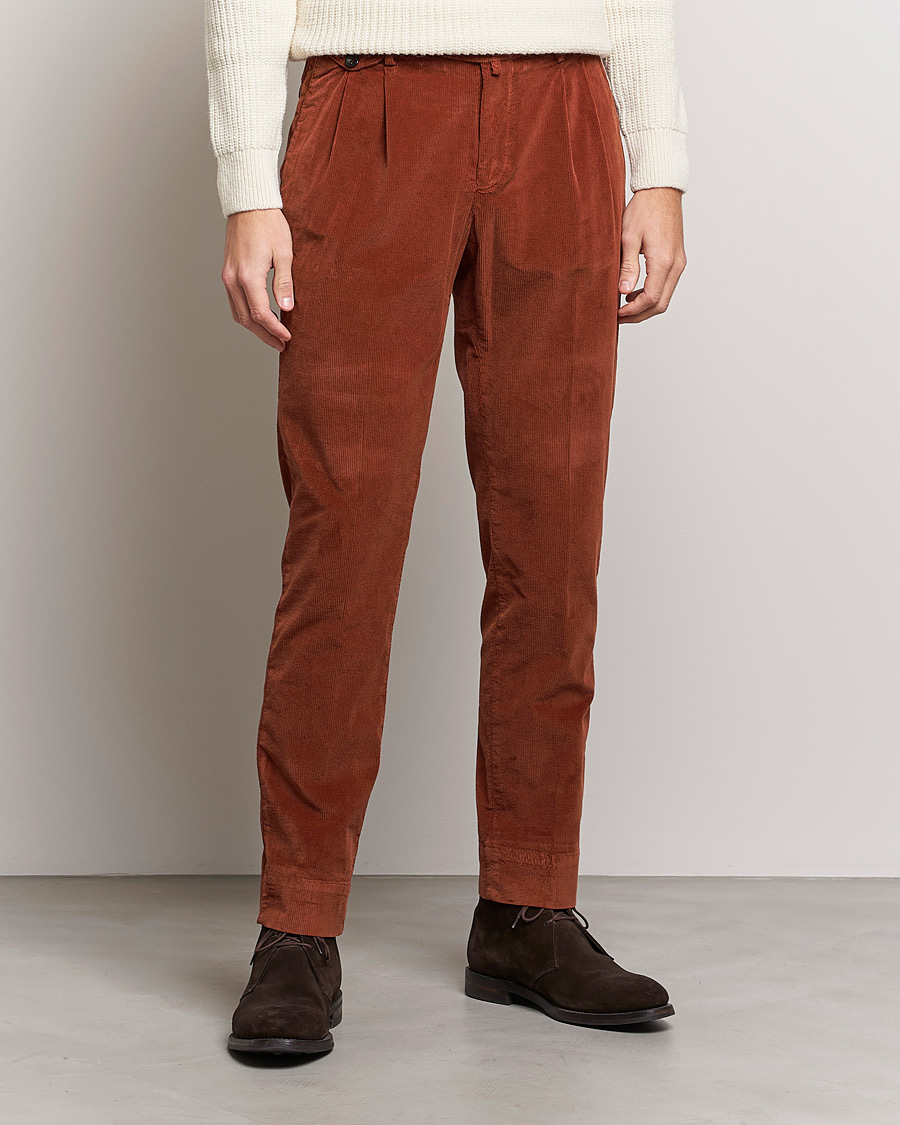 Mies | Housut | Briglia 1949 | Easy Fit Corduroy Trousers Rust Red