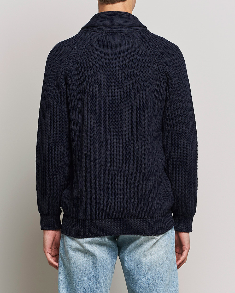 Mies | Puserot | Peregrine | Wilkinson Ribbed Wool Cardigan Navy
