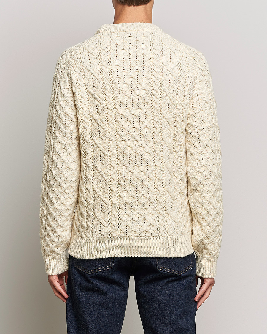 Mies | Puserot | Peregrine | Hudson Wool Aran Knitted Jumper Cream