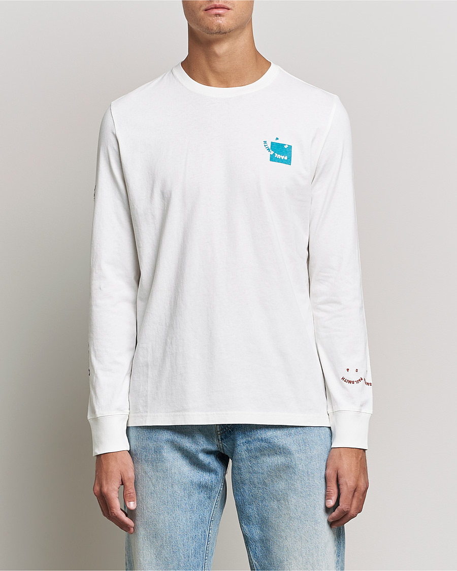 Mies | T-paidat | PS Paul Smith | Happy Face Long Sleeve T-Shirt White