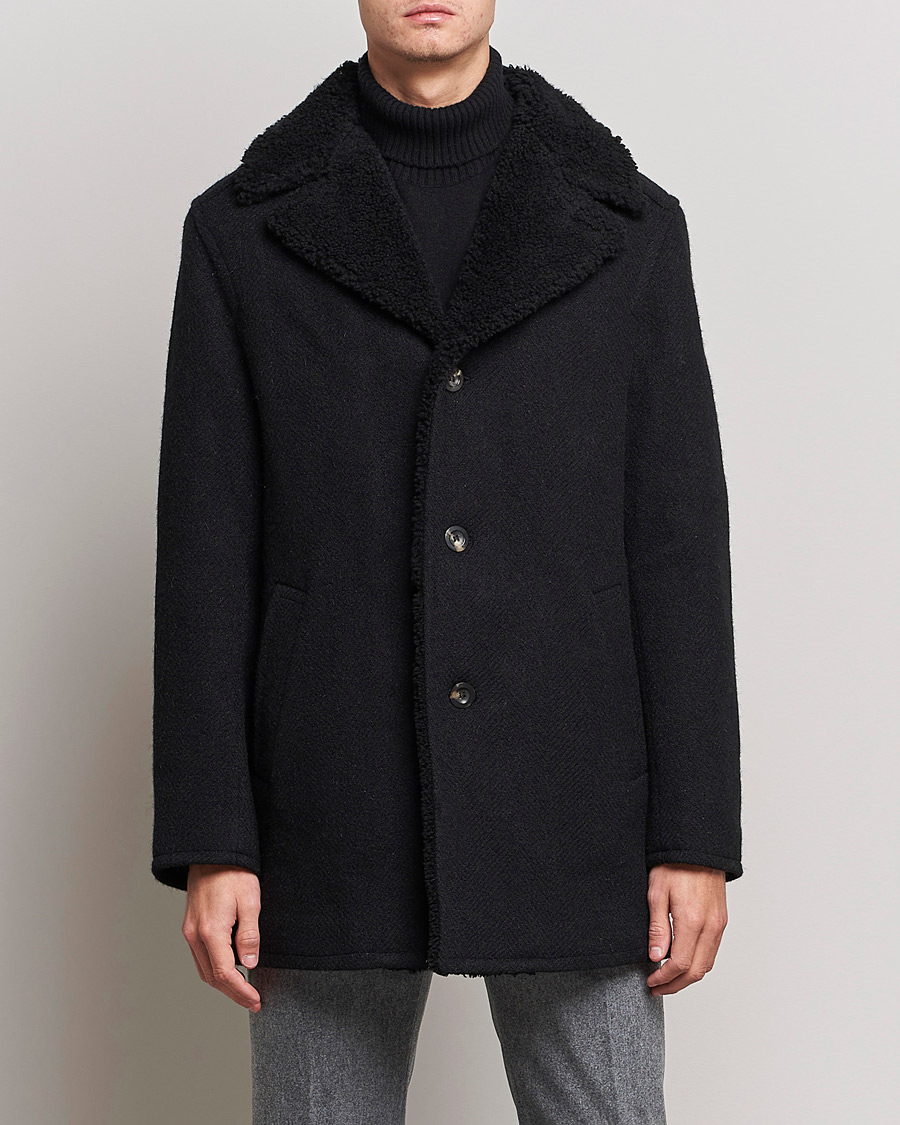 Mies | Takit | Private White V.C. | The Shearling Car Coat Navy