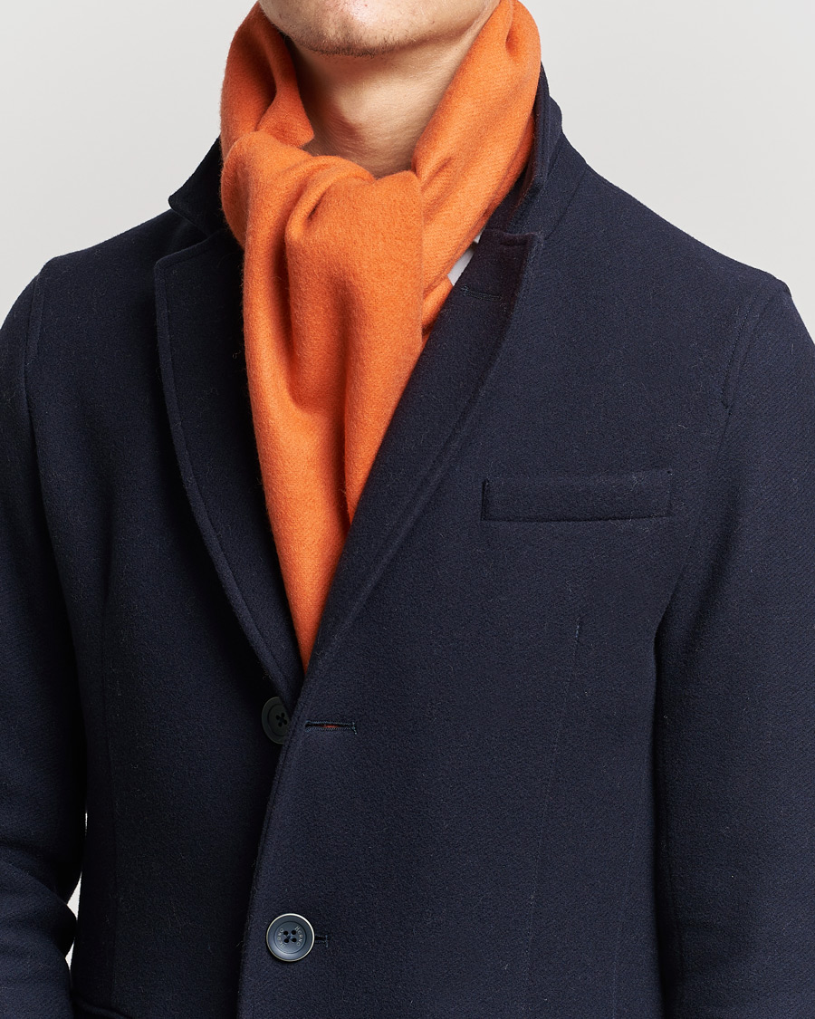 Mies |  | Begg & Co | Vier Lambswool/Cashmere Solid Scarf Orange