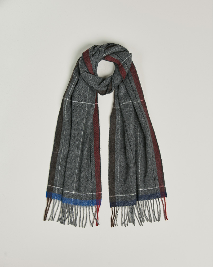 Mies | Begg & Co Vale Lambswool/Cashmere Needle Check Scarf Grey Multi | Begg & Co | Vale Lambswool/Cashmere Needle Check Scarf Grey Multi