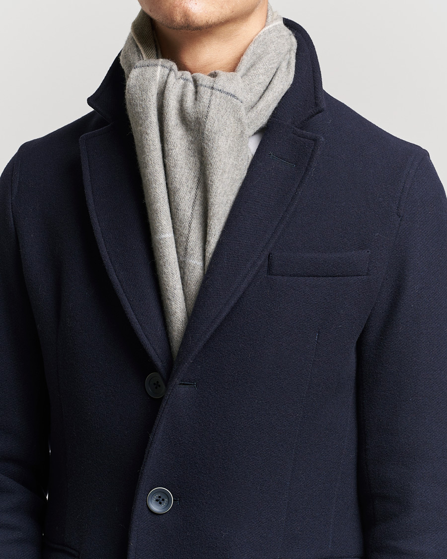 Mies | Asusteet | Begg & Co | Vale Lambswool/Cashmere Needle Check Scarf Stone Multi