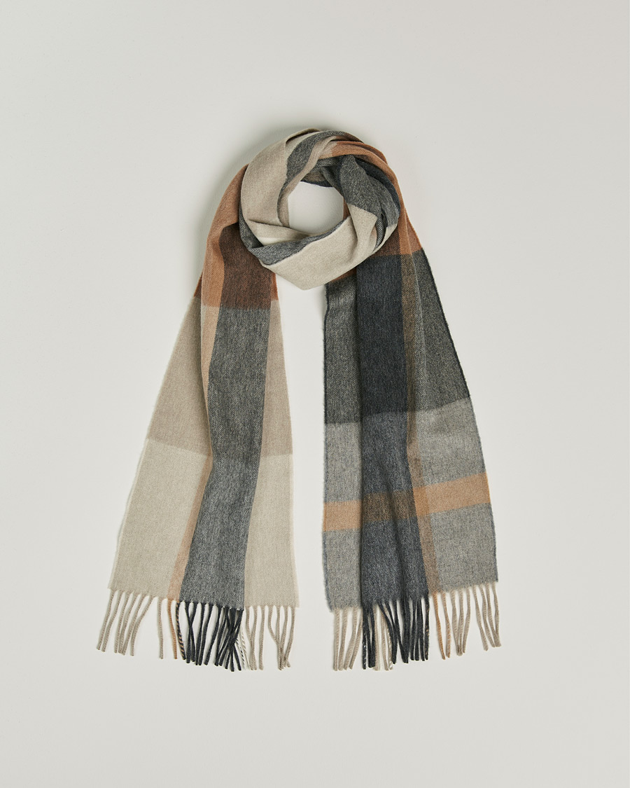 Mies | Begg & Co Vale Sitwell Lambswool/Cashmere Scarf Charcoal Natural | Begg & Co | Vale Sitwell Lambswool/Cashmere Scarf Charcoal Natural