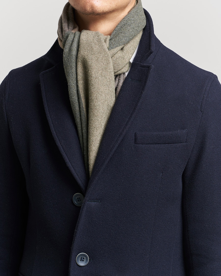 Mies |  | Begg & Co | Brook Recycled Cashmere/Merino Scarf Dark Olive