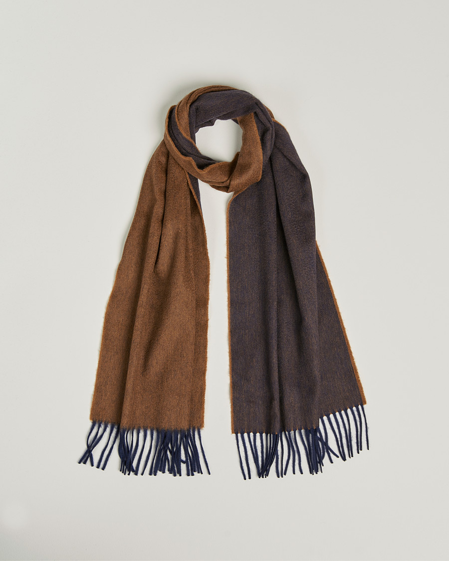 Miehet |  | Begg & Co | Arran Reversible Cashmere Scarf Navy/Vicuna