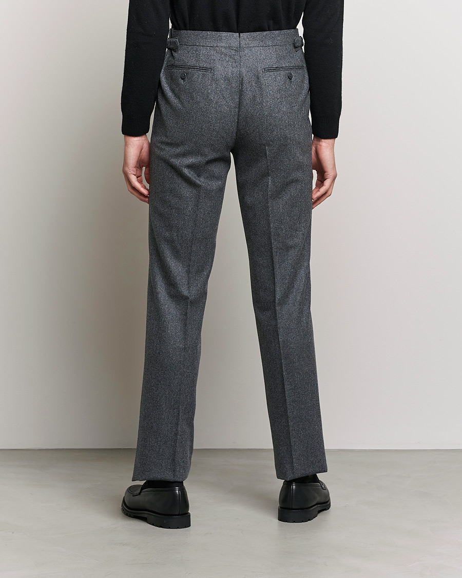 Mies | Housut | Beams F | Pleated Flannel Trousers Dark Grey