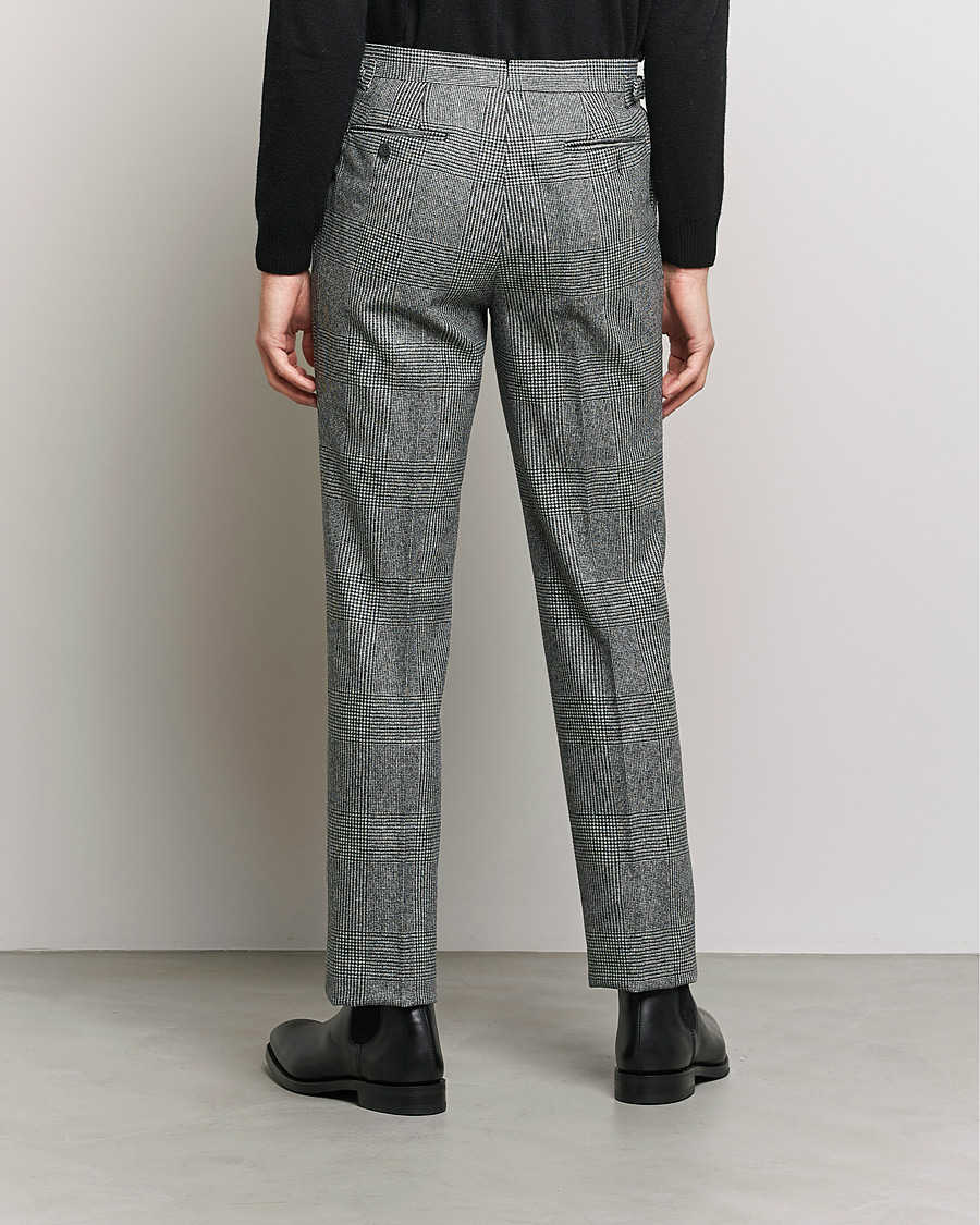 Mies | Housut | Beams F | Pleated Flannel Trousers Grey Check