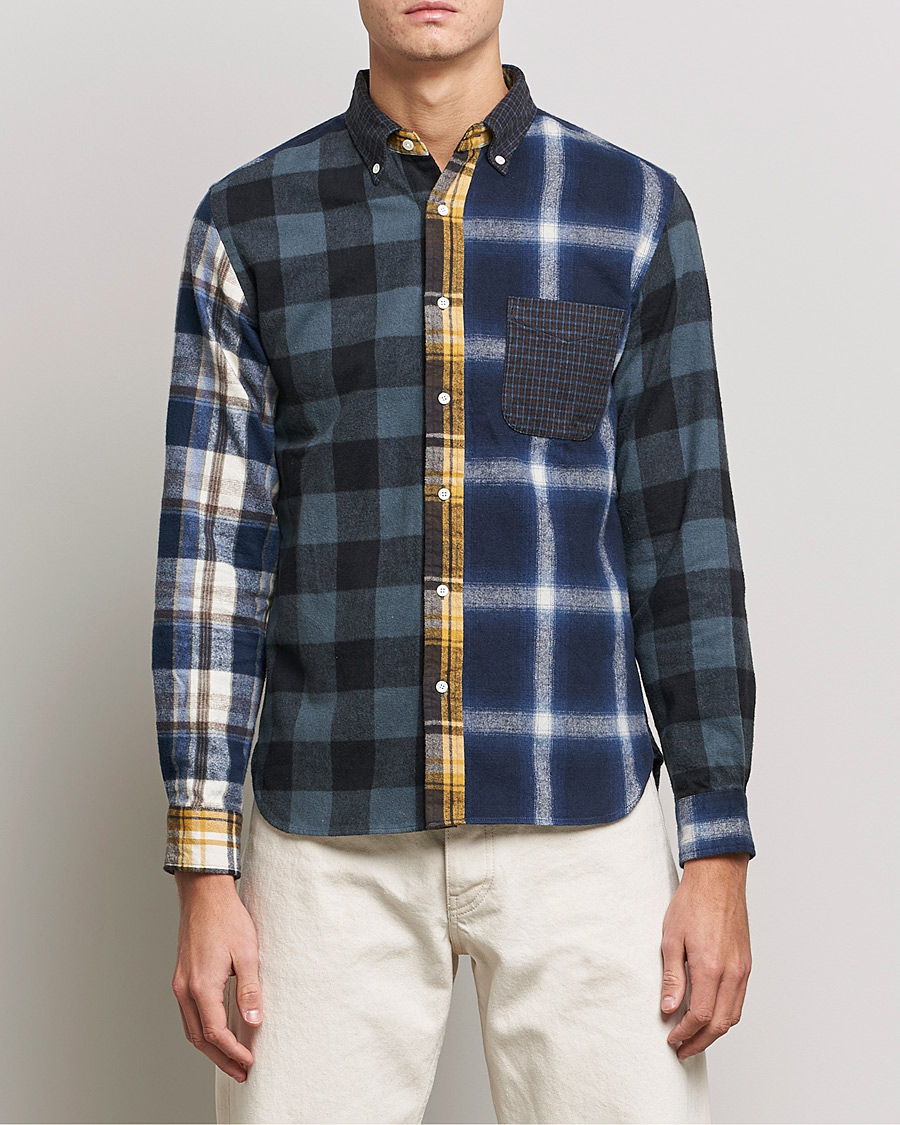 Mies | Preppy Authentic | BEAMS PLUS | Flannel Panel Button Down Shirt Navy Check