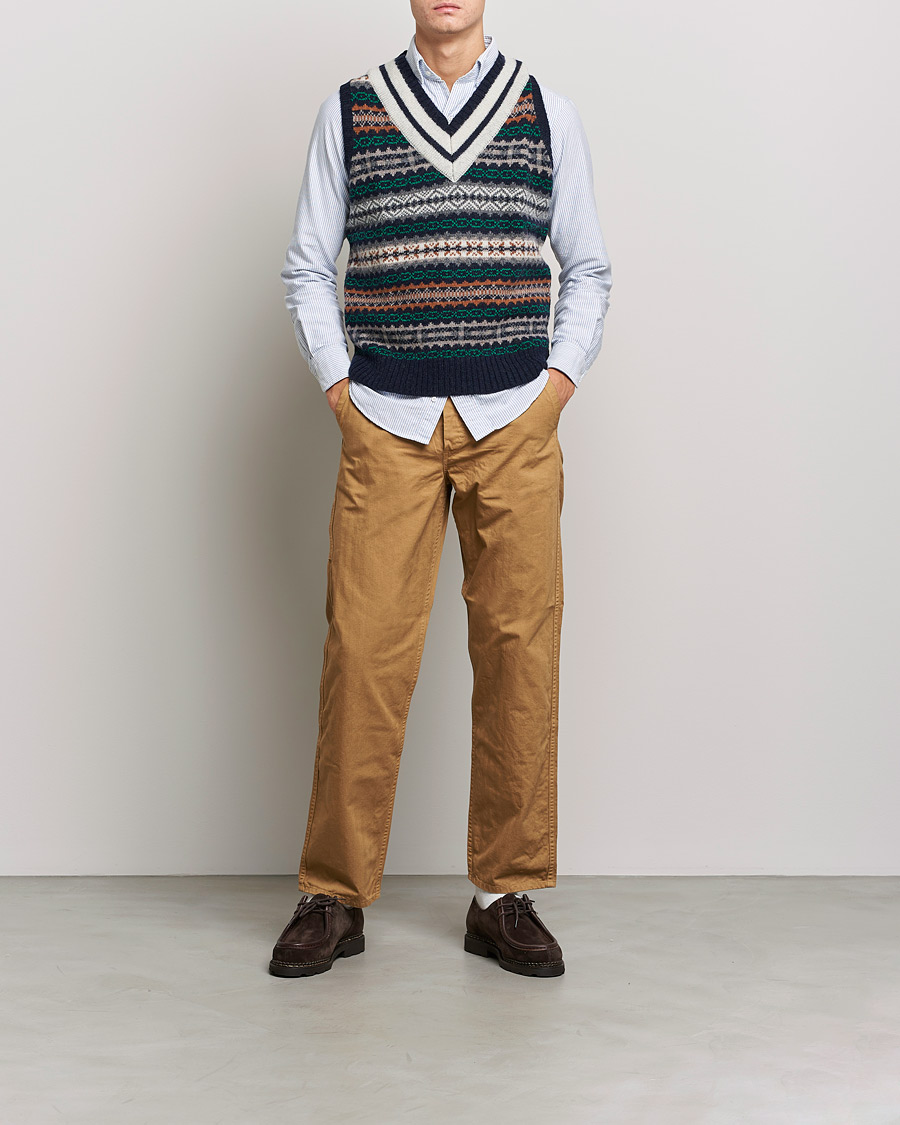 Mies | Puserot | BEAMS PLUS | Fairisle Cricket Knit Vest Navy