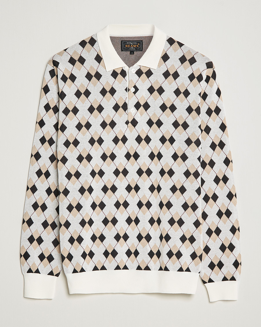 Miehet |  | BEAMS PLUS | Argyle Knitted Polo Off White