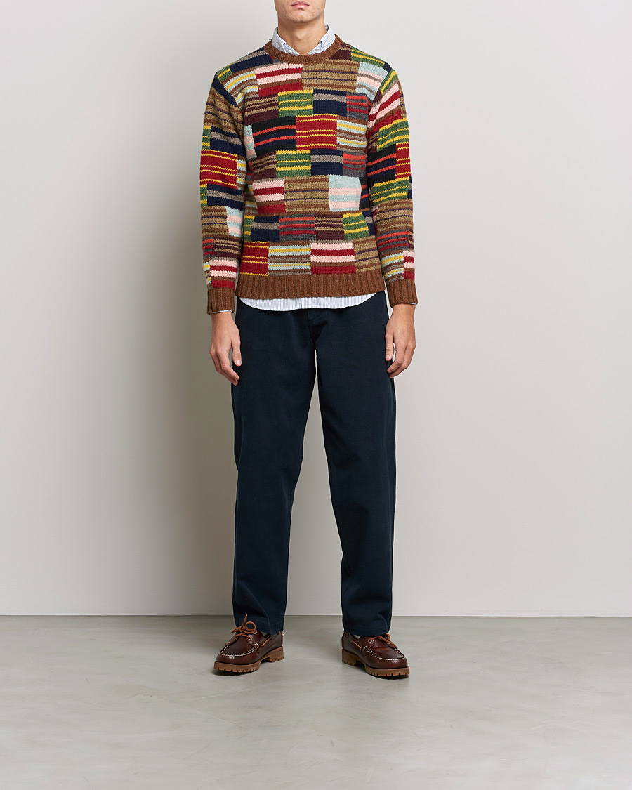 Mies | Puserot | BEAMS PLUS | Hand Knit Patchwork Sweater Multi Stripe