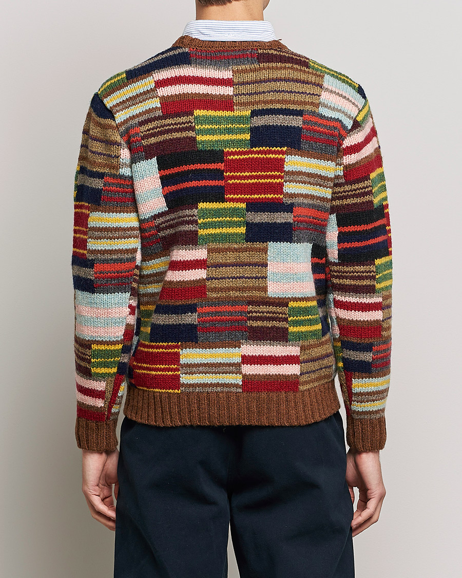 Mies | Puserot | BEAMS PLUS | Hand Knit Patchwork Sweater Multi Stripe