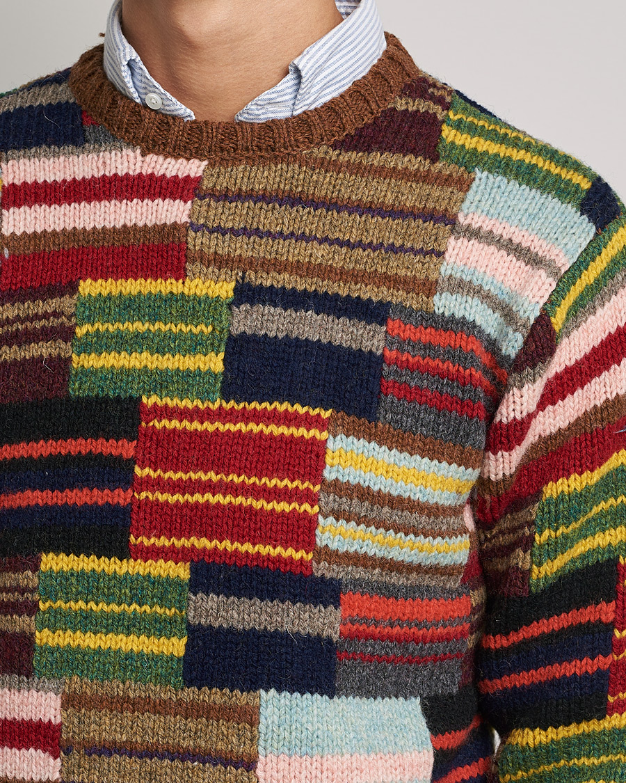 Mies | Puserot | BEAMS PLUS | Hand Knit Patchwork Sweater Multi Stripe
