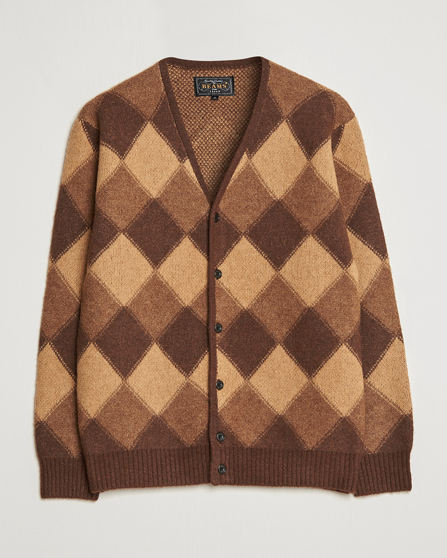 Mies | Puserot | BEAMS PLUS | Argyle Jacquard Cardigan Brown