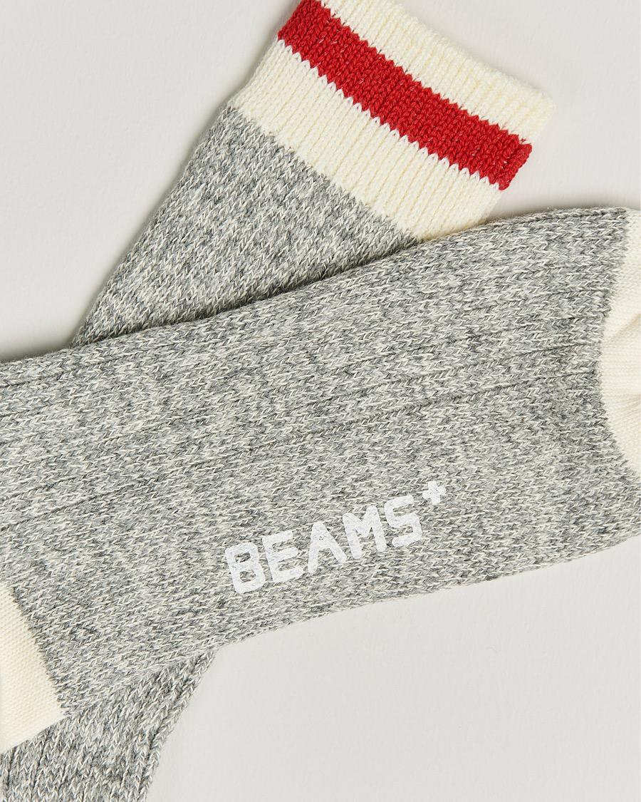Mies |  | BEAMS PLUS | Rag Socks Grey/Red