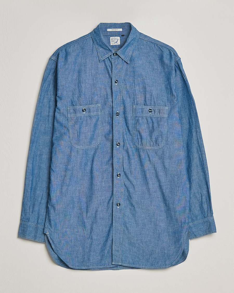 Mies | Kauluspaidat | orSlow | Chambray Work Shirt Light Blue