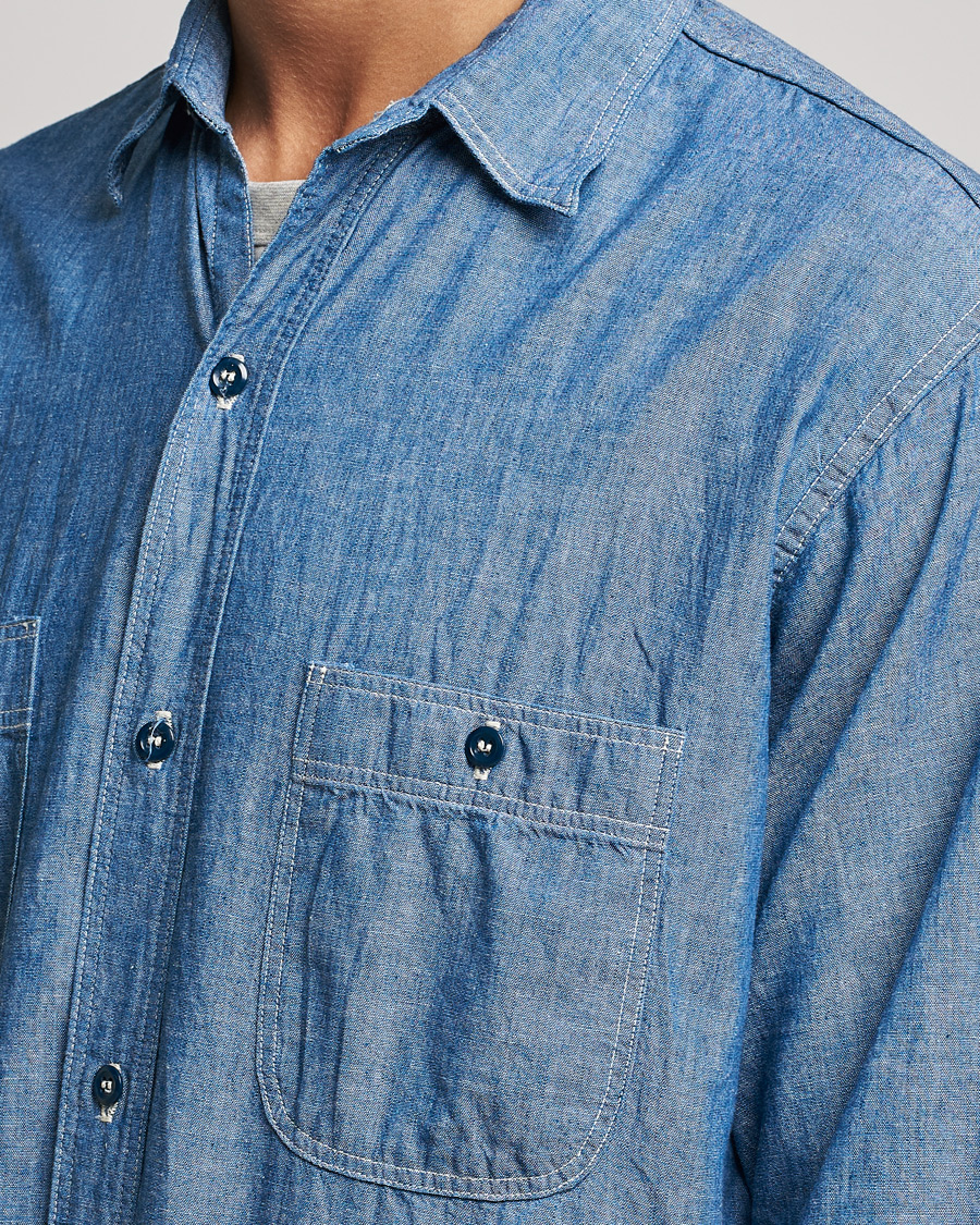 Mies | Kauluspaidat | orSlow | Chambray Work Shirt Light Blue