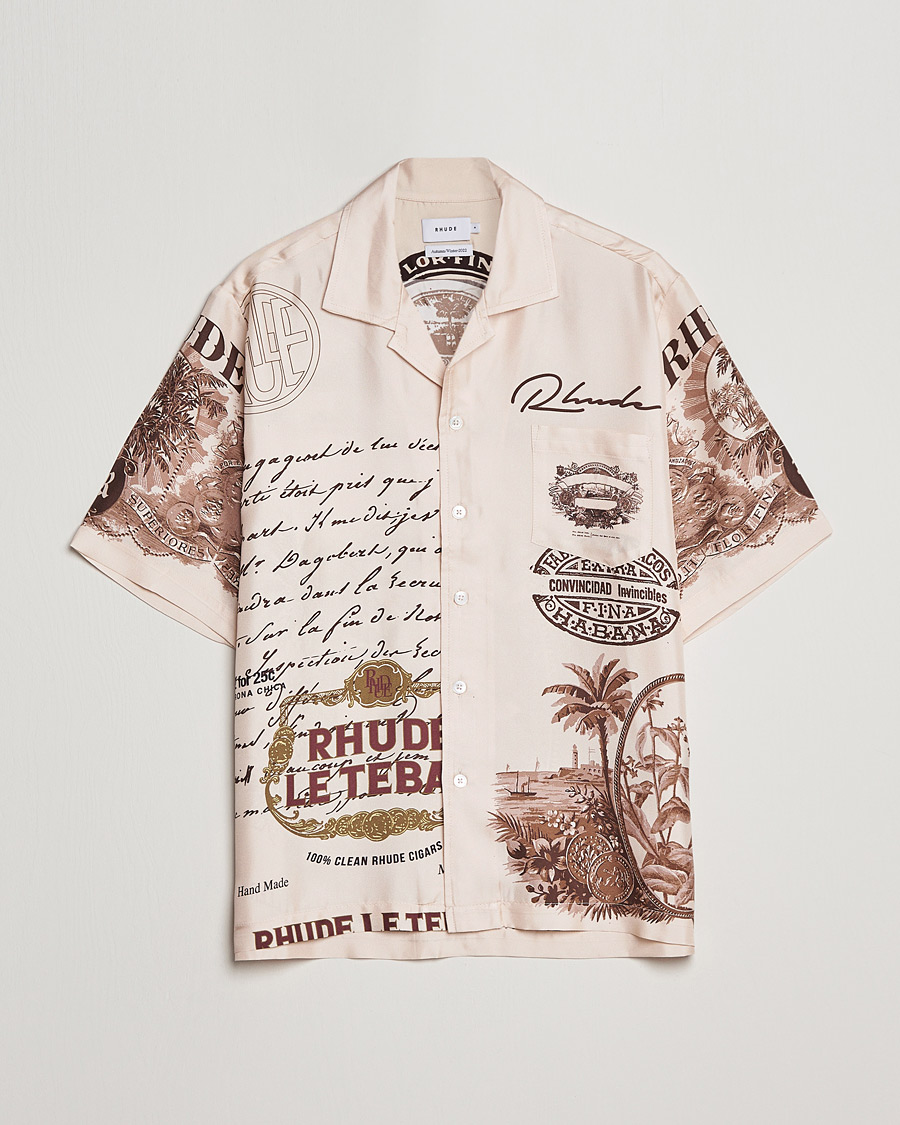 Mies | Kauluspaidat | Rhude | Silk Cigar Short Sleeve Shirt Brown/Cream