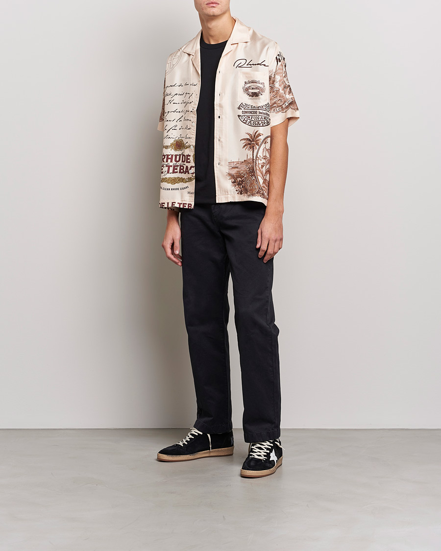Mies | Kauluspaidat | Rhude | Silk Cigar Short Sleeve Shirt Brown/Cream